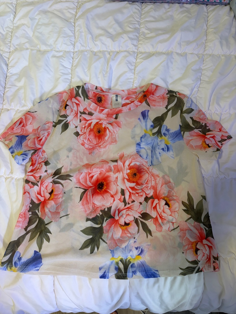 Floral Lightweight Sheer Top - Pink Rose Print